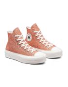 Converse Chuck Taylor All Star Hi Lift Golden Repair Knit Platform Sneakers In Healing Clay-pink