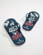 Next Flip Flops In Navy Print - Navy