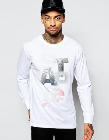 Staple Pigeon Long Sleeve T-shirt With Sunburst Logo - White