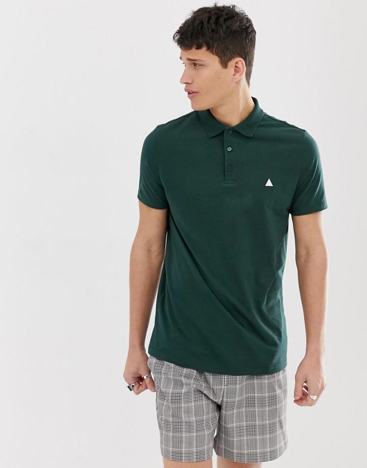 Asos Design Jersey Polo With Logo In Green