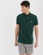 Asos Design Jersey Polo With Logo In Green