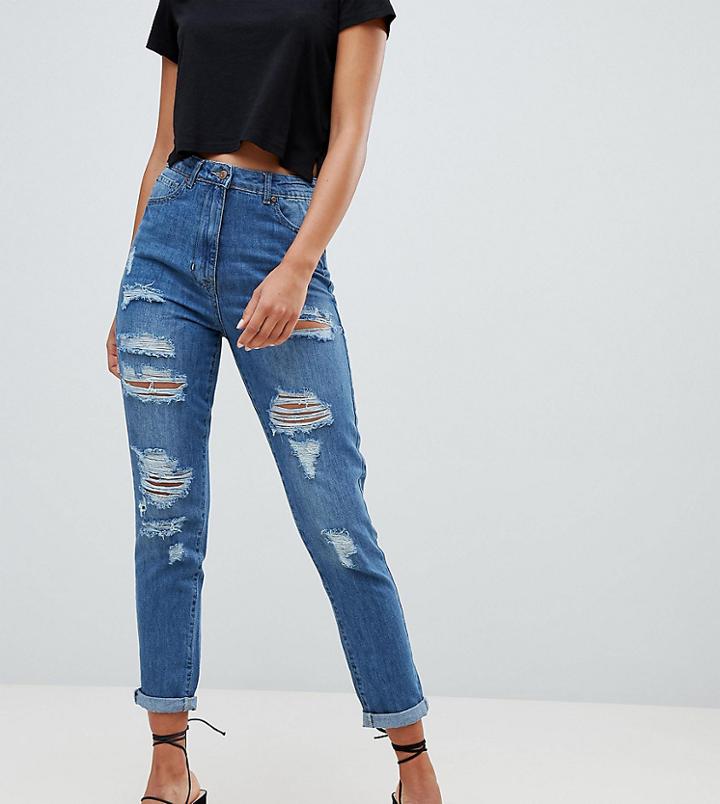 Parisian Tall Ripped Boyfriend Jeans - Blue