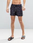 D Struct Swim Shorts With Mini Origami Print - Navy