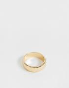 Asos Design Thick Band Ring In Gold Tone