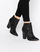 Little Mistress Harlow Glitter Ankle Boots - Black