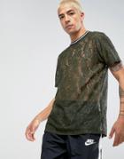 Asos Longline T-shirt In Lace With Monochrome Tipping - Green