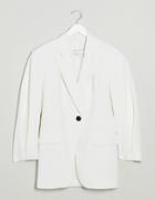 Asos Design Grandad Coat With Sleeve Detail In White
