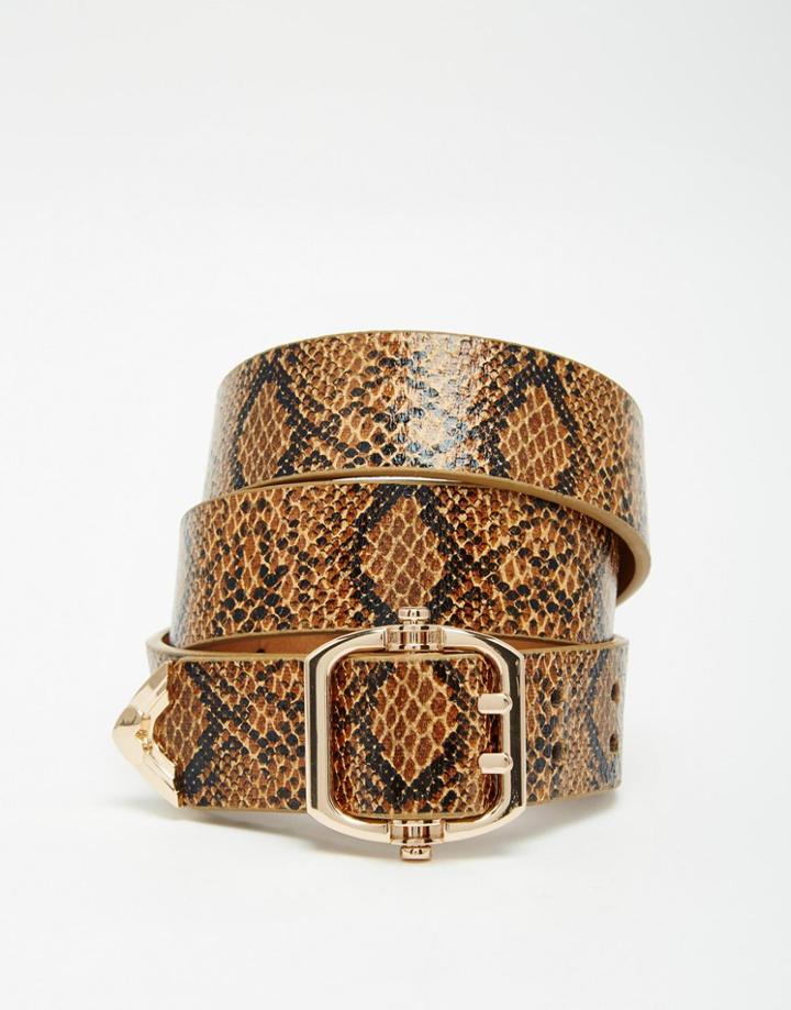 Asos Double Prong Tonal Snake Waist And Hip Belt - Multi