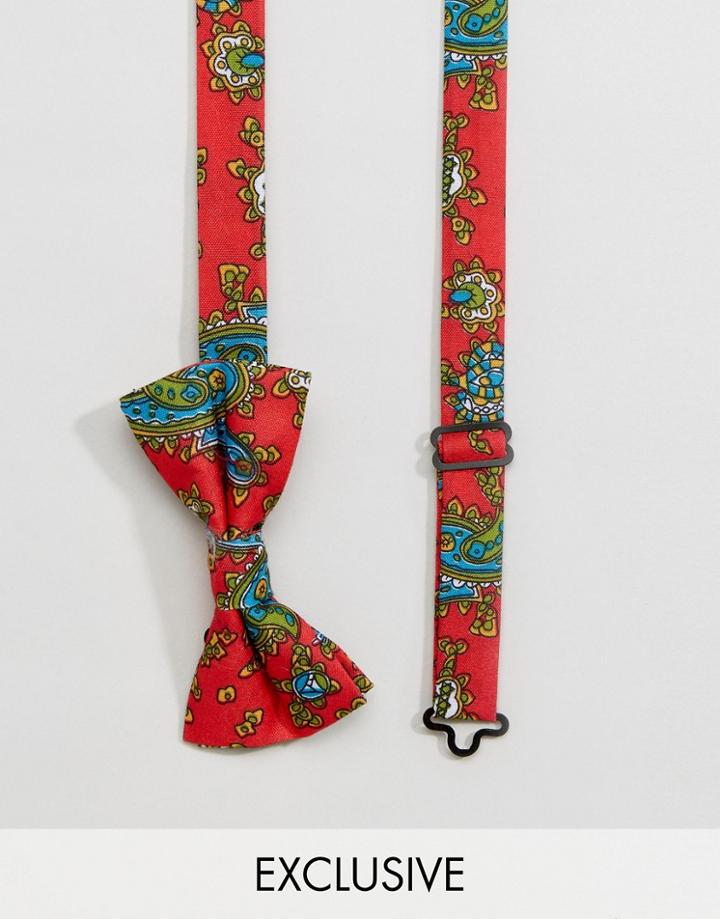 Reclaimed Vintage Inspired Bow Tie In Red Paisley - Red