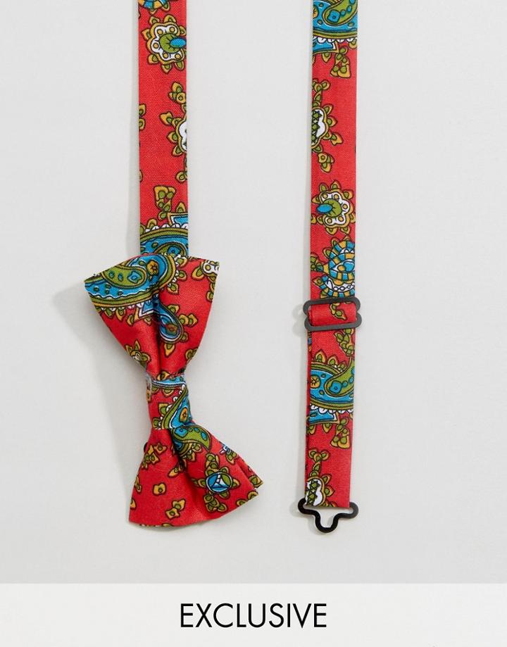 Reclaimed Vintage Inspired Bow Tie In Red Paisley - Red