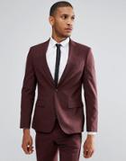 Moss London Skinny Suit Jacket In Burgundy - Red