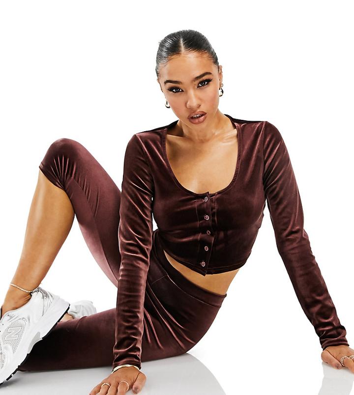Asyou Velour Cardigan In Brown