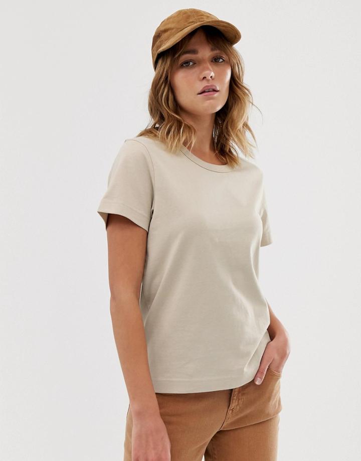 Weekday Fitted Tee In Beige