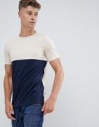 Produkt T-shirt With Color Block Panel - Navy