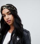 Missguided Sequin Knot Headband In Gold - Black