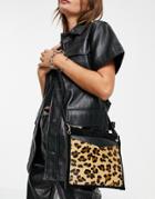 Urbancode Leather Animal Print Crossbody Bag In Black