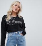 Missguided Petite California Sweat Top In Black - Multi