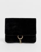 Urbancode Real Suede Cross Body With Chain Detail - Black