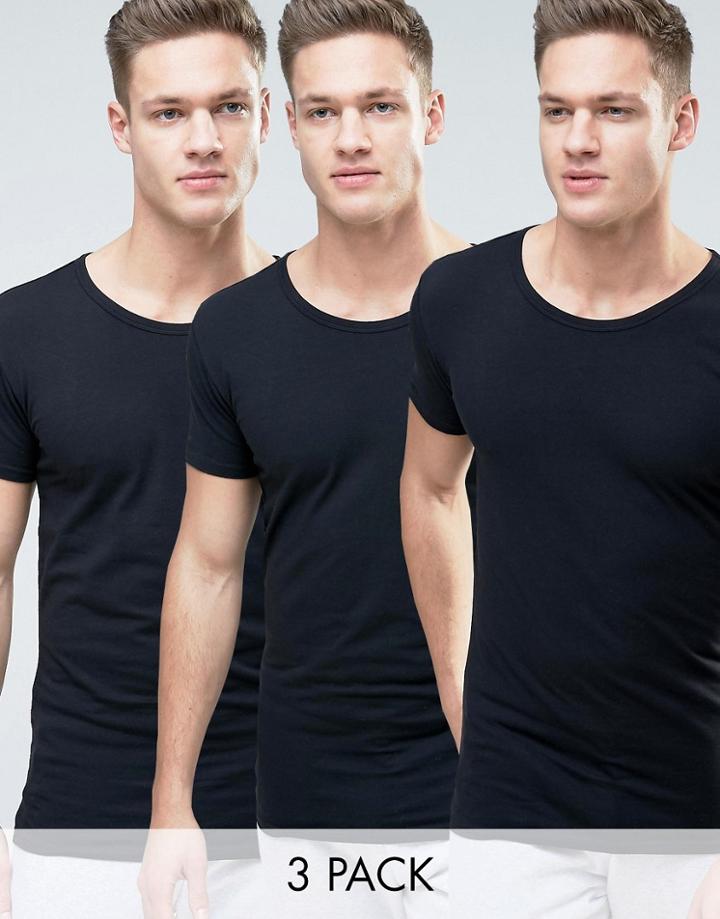 Tommy Hilfiger Stretch Crew Neck T-shirts In 3 Pack In Regular Fit - B