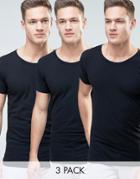 Tommy Hilfiger Stretch Crew Neck T-shirts In 3 Pack In Regular Fit - B