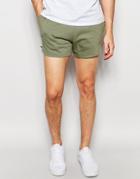 Asos Short Length Jersey Shorts In Light Khaki - Vetiver