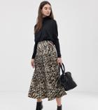 Asos Design Tall Pleated Midi Skirt With Buttons In Tiger Print - Multi