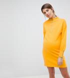 Asos Maternity Nursing Sweat Dress With Ring Zip - Yellow