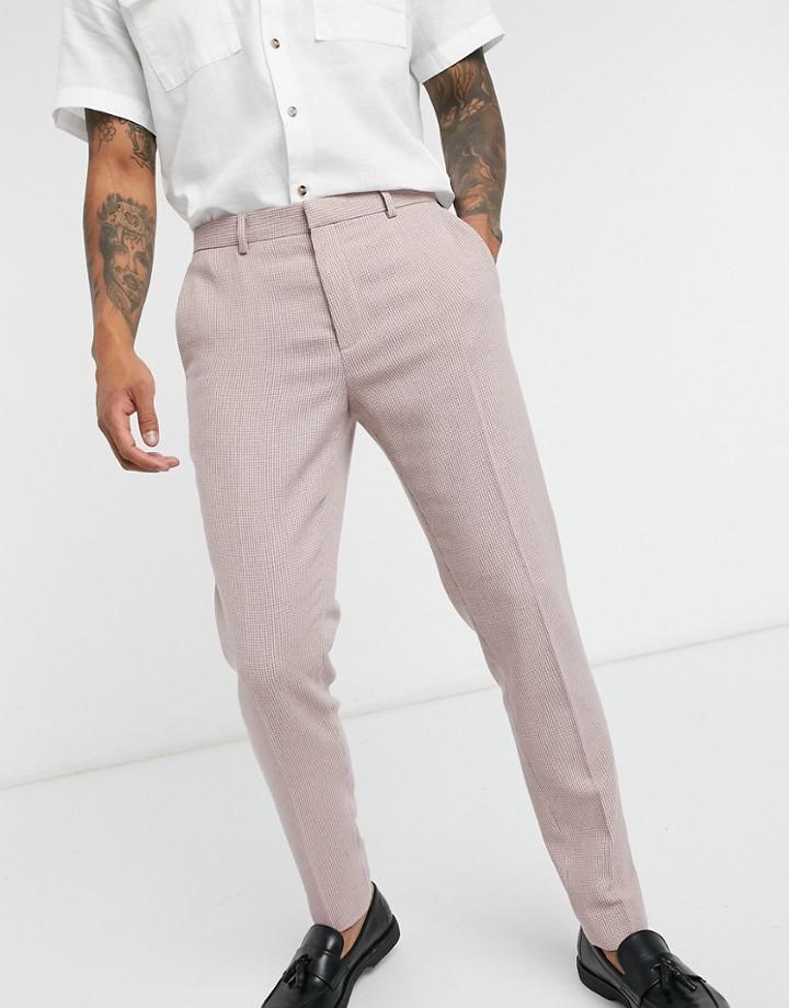 Asos Design Super Skinny Smart Pants In Pink Dog Tooth