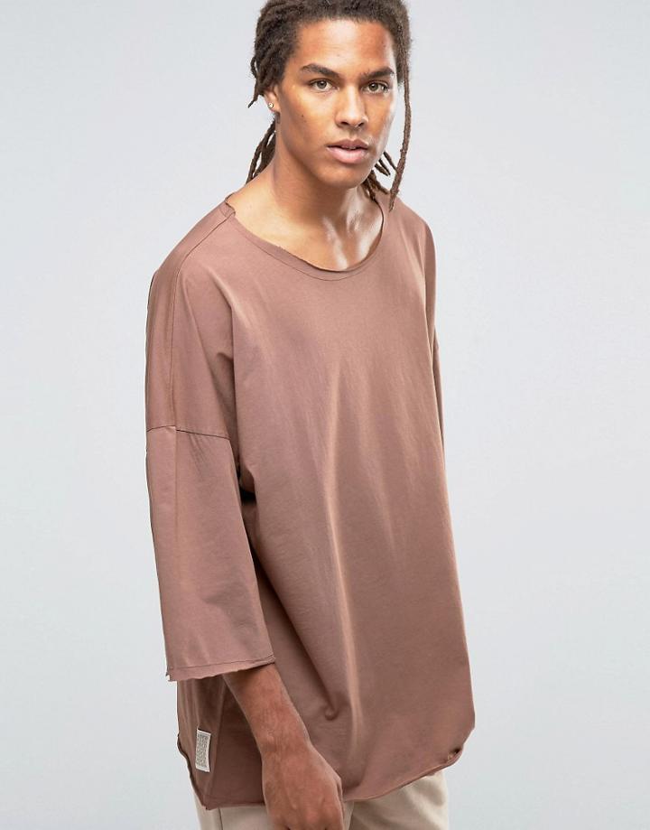 Granted Oversized T-shirt With Dropped Shoulders - Brown
