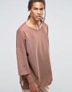 Granted Oversized T-shirt With Dropped Shoulders - Brown