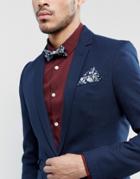 Gianni Feraud Liberty Print Summer Blooms Bow Tie And Pocket Square - Navy