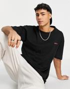 Good For Nothing Oversized T-shirt With Chest Embroidery Logo-black