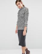 Fashion Union High Neck Sweater With Ladder Side Seams - Gray