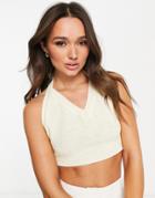 Topshop Knitted Crochet Tank Top In Ivory-white