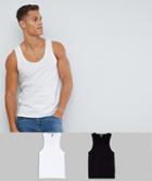 Asos Design Tank In Black/white 2 Pack Multipack Saving - Multi