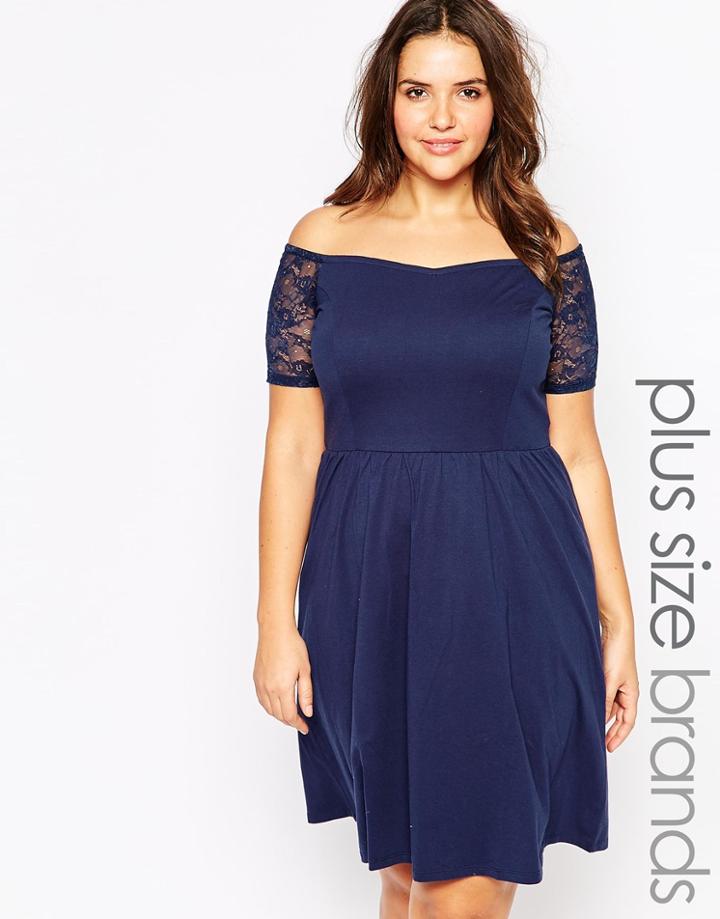 Junarose Sky Below Knee Dress - Navy