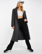 Topshop Pinstripe Oversized Dad Coat In Charcoal-grey