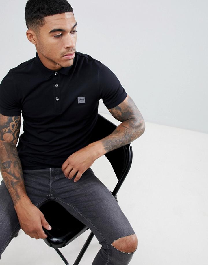 Boss Passenger Slim Fit Logo Polo In Black
