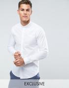 Noak Skinny Shirt With Ribbed Collar - White