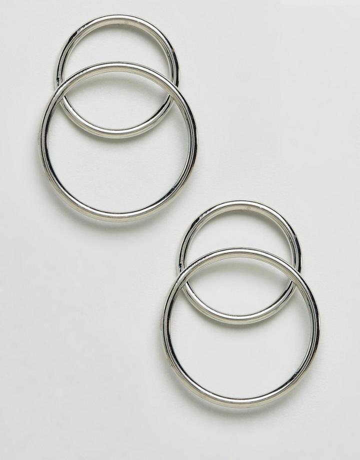 Asos Double Ring Earrings - Silver