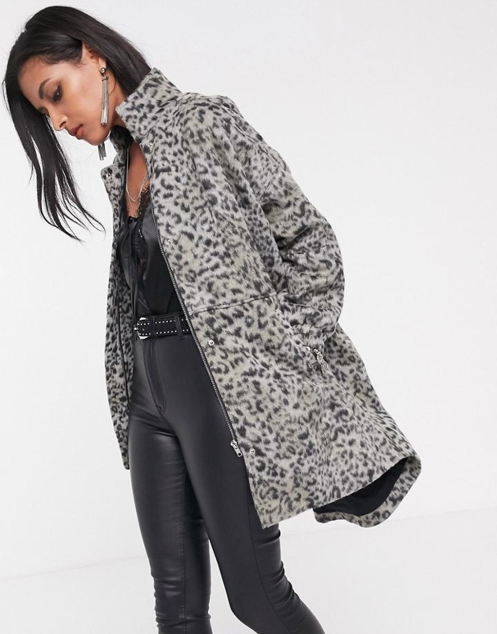 Religion Oversized Car Coat In Leopard