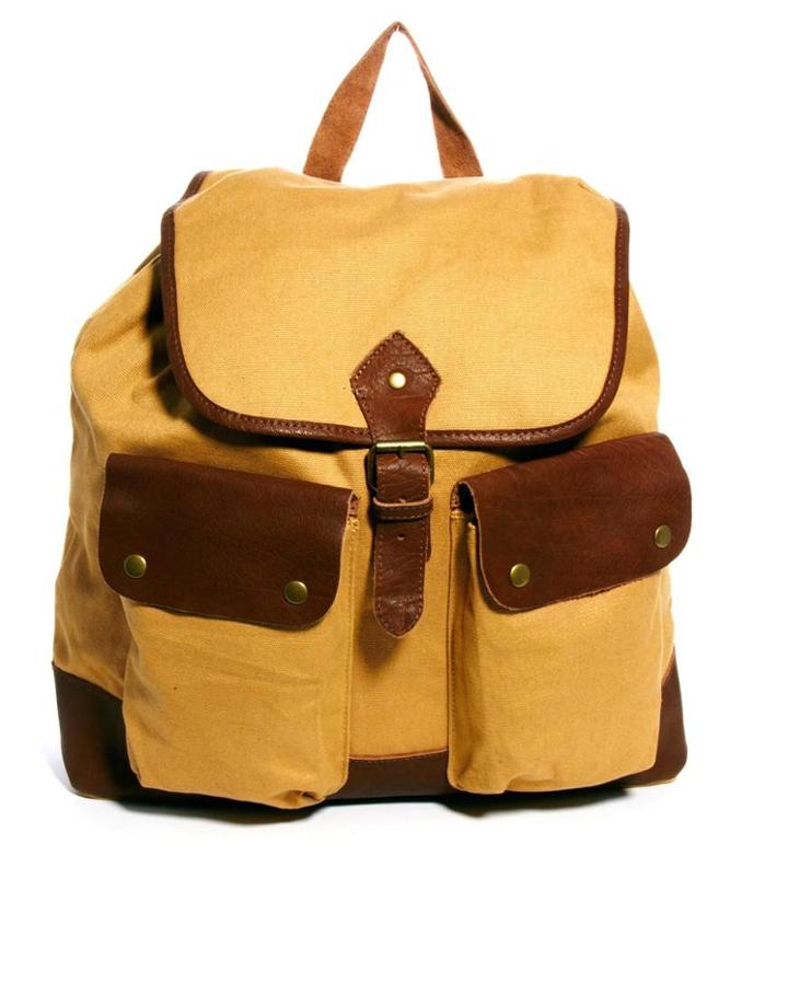 Asos Canvas And Leather Backpack
