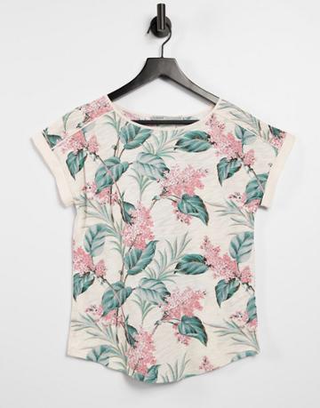 Oasis Floral T-shirt In White-multi