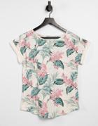 Oasis Floral T-shirt In White-multi