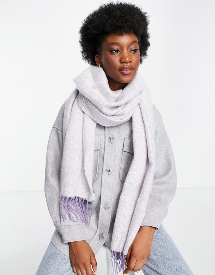 Asos Design Two Tone Supersoft Scarf With Tassels In Lilac-purple