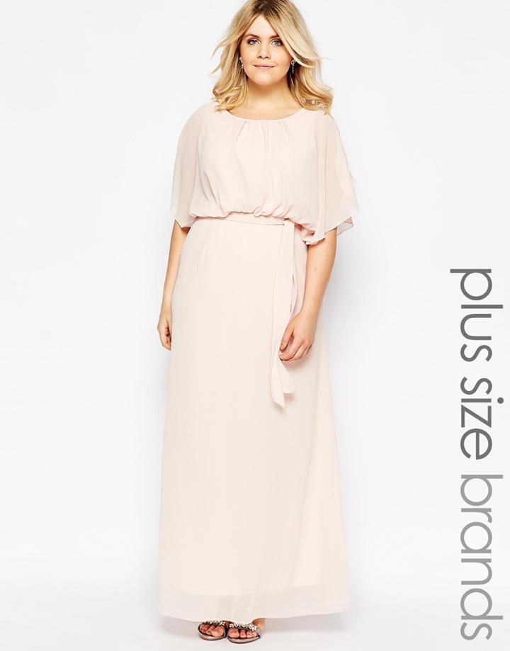 Club L Plus Maxi Dress With Fluted Sleeves - Nude