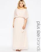 Club L Plus Maxi Dress With Fluted Sleeves - Nude