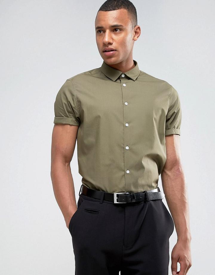 Asos Regular Fit Shirt In Green - Green