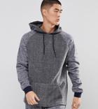 Asos Oversized Longline Hoodie In Fleece With Contrast Sleeves-navy