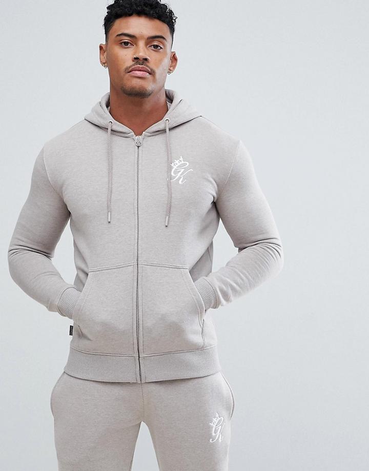 Gym King Logo Hoodie In Oatmeal Marl - Beige
